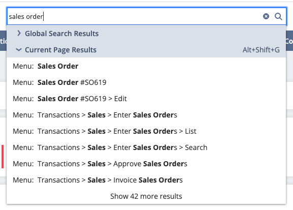NetSuite Release 2024.1 - Global Search Results